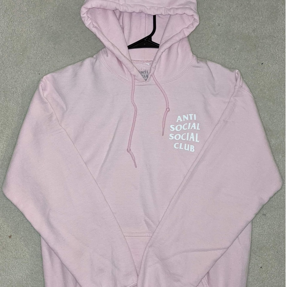 Mens Anti Social Social Club Pink Hoodie M